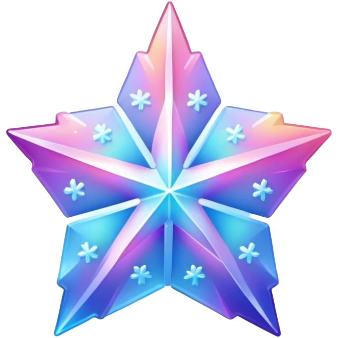 Gradient iridescent Pastel rainbow Pink violet blue crystal star snowflake  emoji