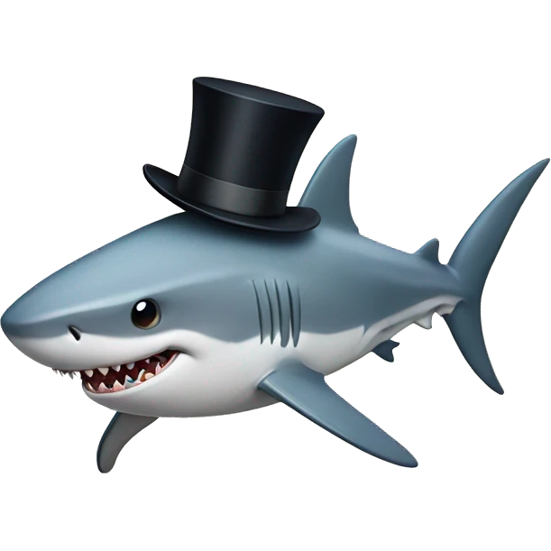 Shark with a top hat emoji