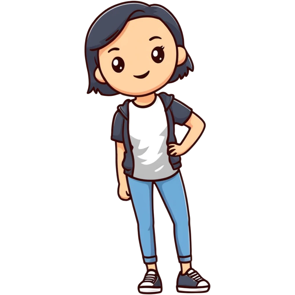 A young woman with a friendly expression wearing casual clothes emoji