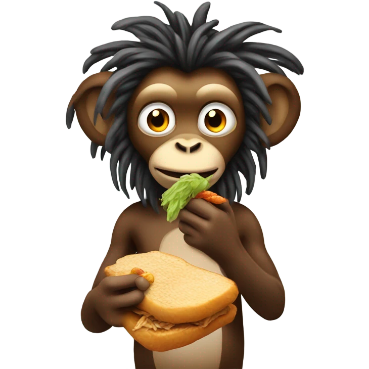 Monkey eating chicken with dreads emoji
