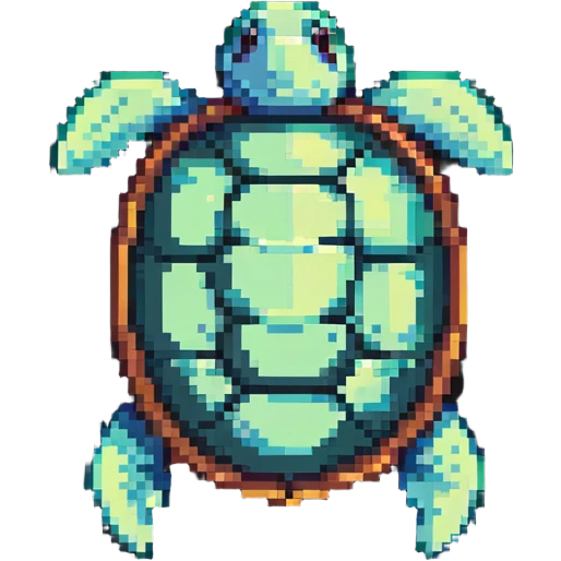 top-down view retro game style turtle emoji