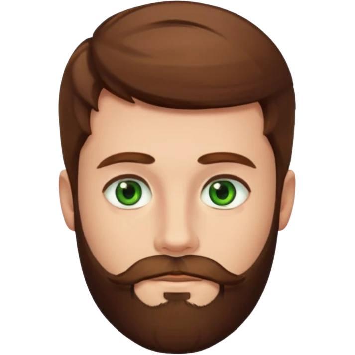 a boy with brown hair, green eyes, perfect beard emoji
