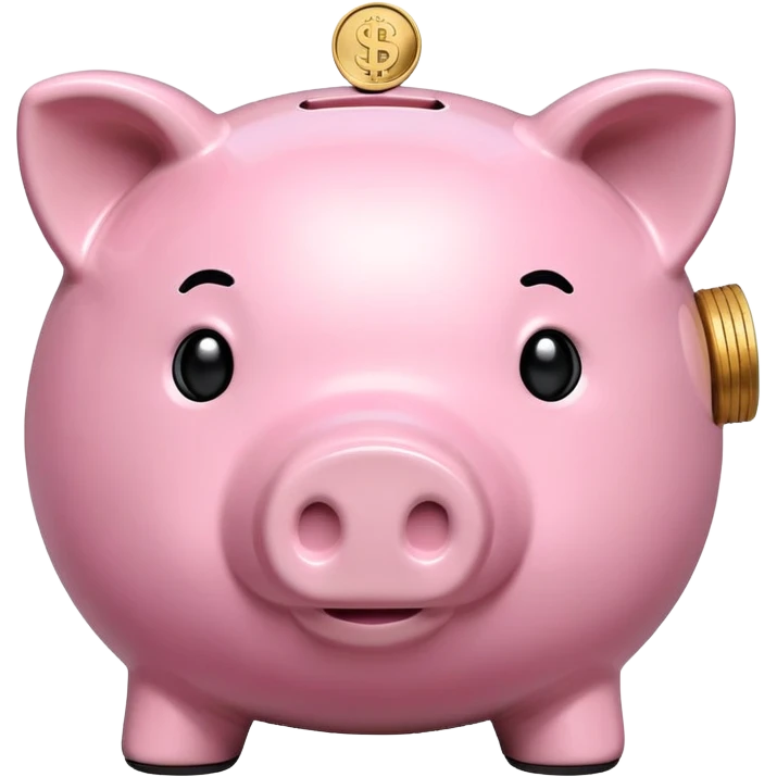 pink piggy bank with coin slot emoji