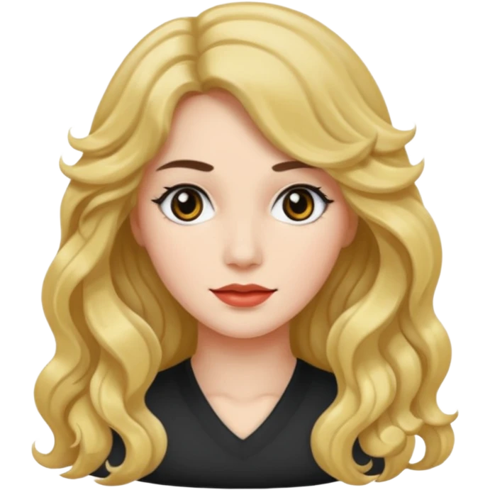 mid-hair long normal wavy hair with black eyes, and white skin emoji
