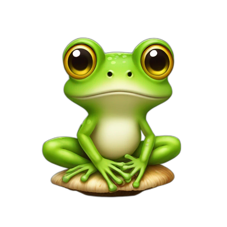 frog sitting on mushroom emoji