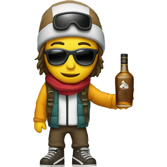 Skii boarder with whiskey bottle emoji