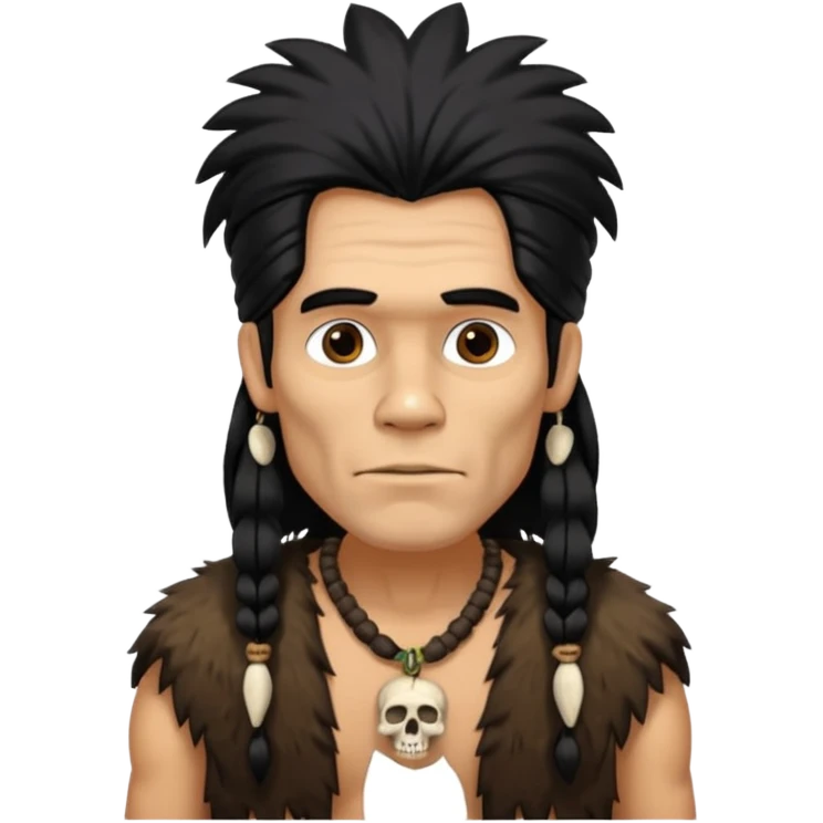 Stone age man  with skull Bone Necklace emoji