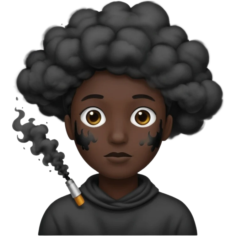 A pitch black head covered in black smoke  emoji