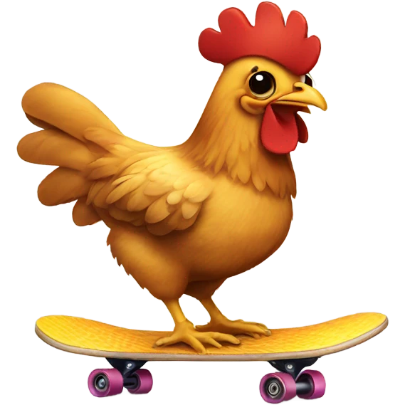 Chicken on skateboard emoji