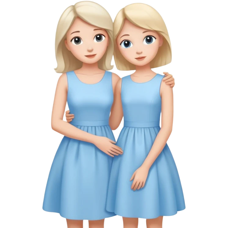 loving mother and daughter wearing matching pastel blue dresses emoji