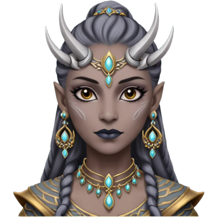 ESO female daedra, lashes and earrings, gray skin emoji