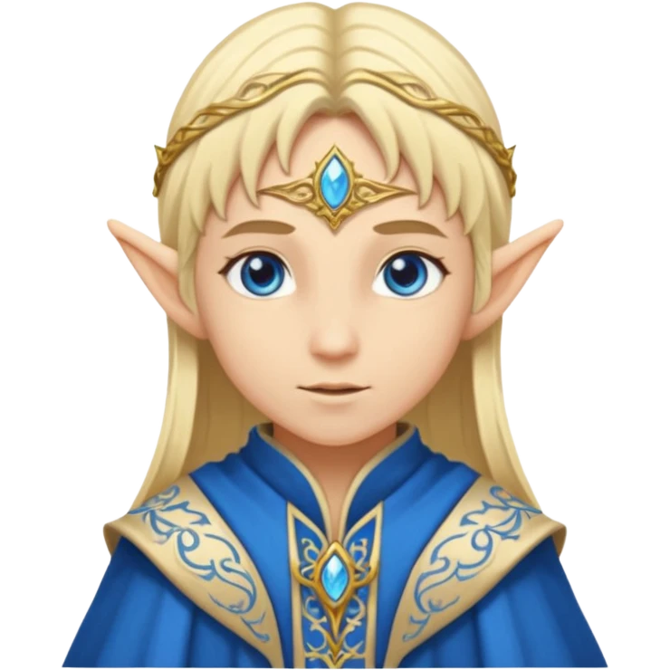 Cinematic Realistic WoW Elf Mage Portrait, depicted with Blonde hair and blue eyes emoji