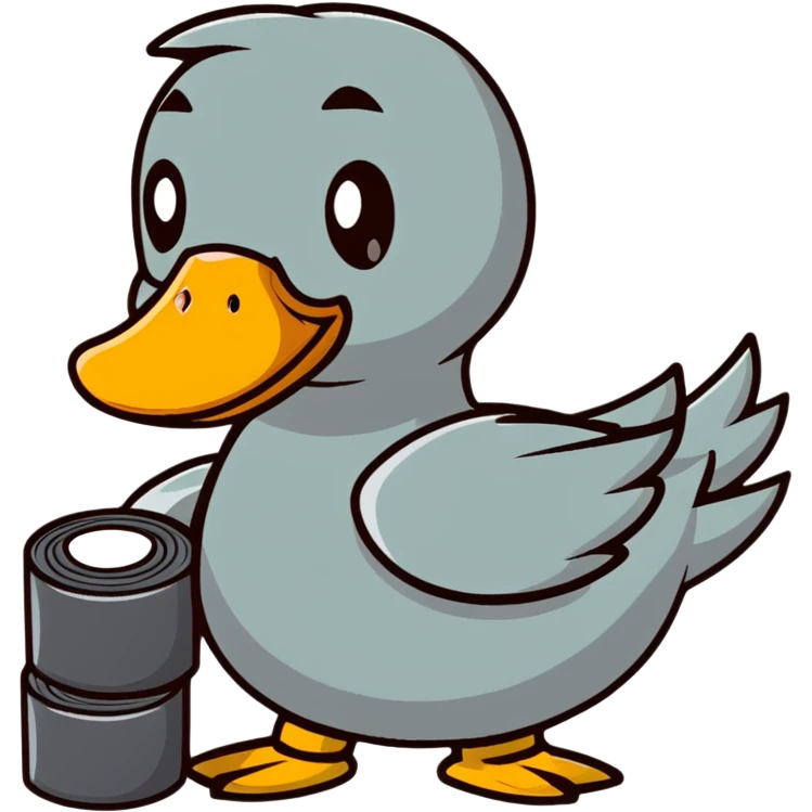 duck holding a roll of duct tape emoji