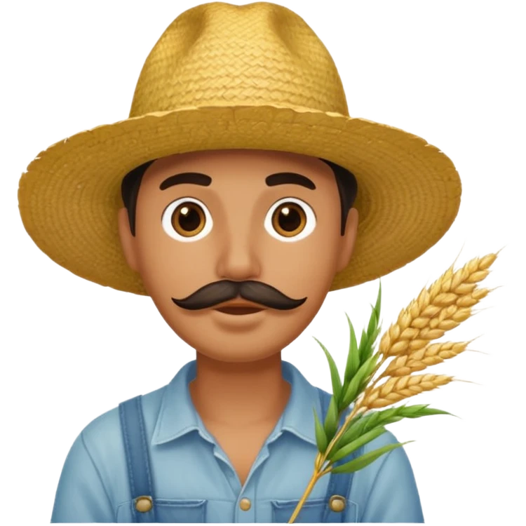 Campechano con una ramita de trigo en la boca emoji