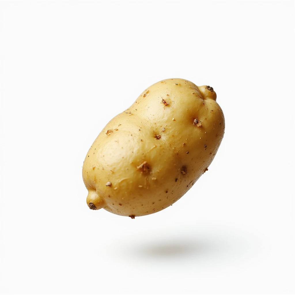 potatoes floating in air, isolated, no background, hyperrealism 4K emoji