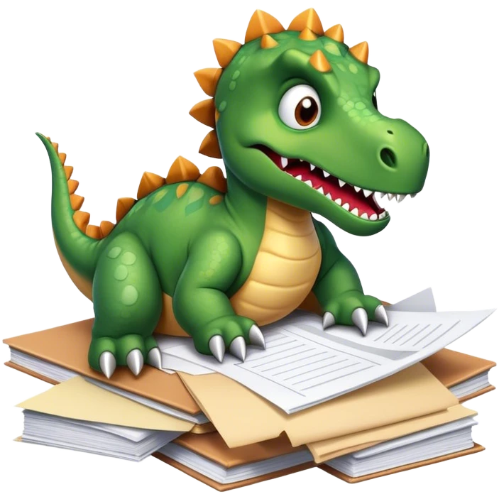 angry office dinosaur lying on papers emoji