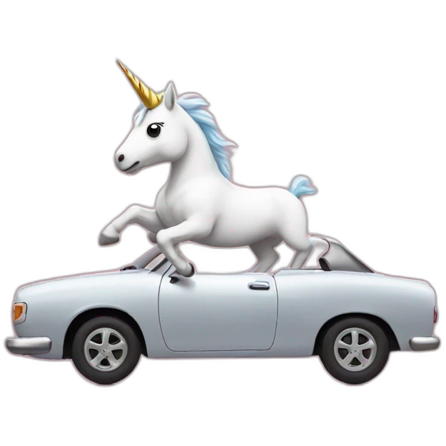 Unicorn dancing in a car emoji