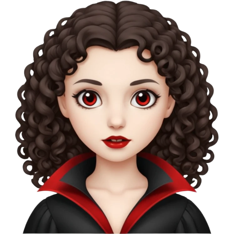 vampire brunette girl with curly, almost straight hair big black gril emoji