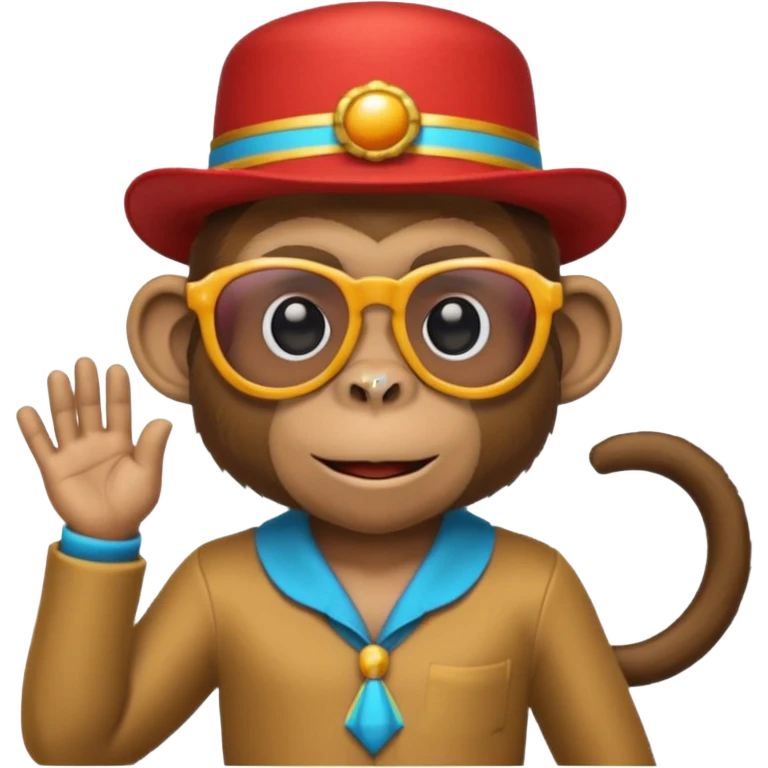 a sunglasses monkey with circus hat and shirt emoji