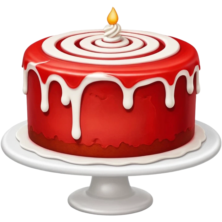 a red cake with a lot of red sauce emoji