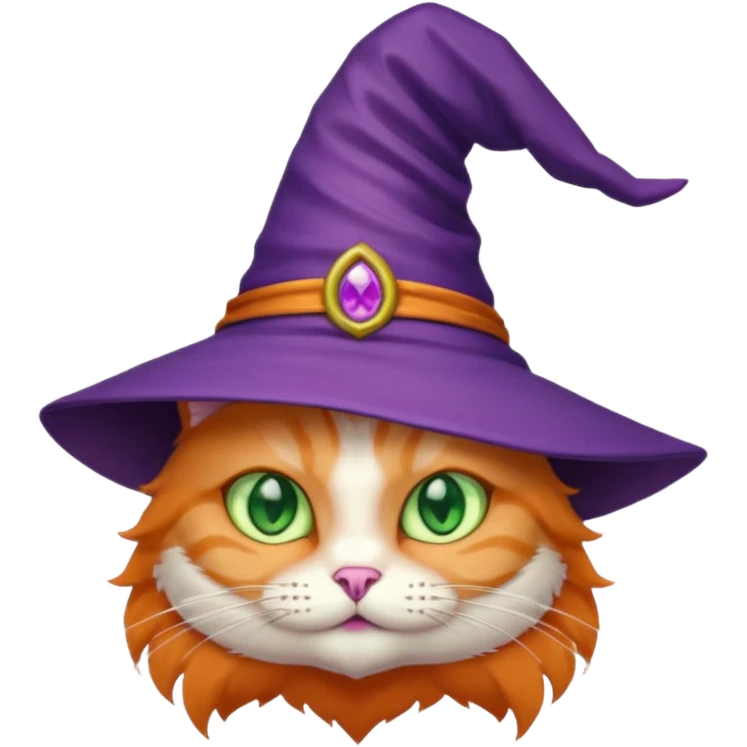 cat wear purple wicth hat emoji