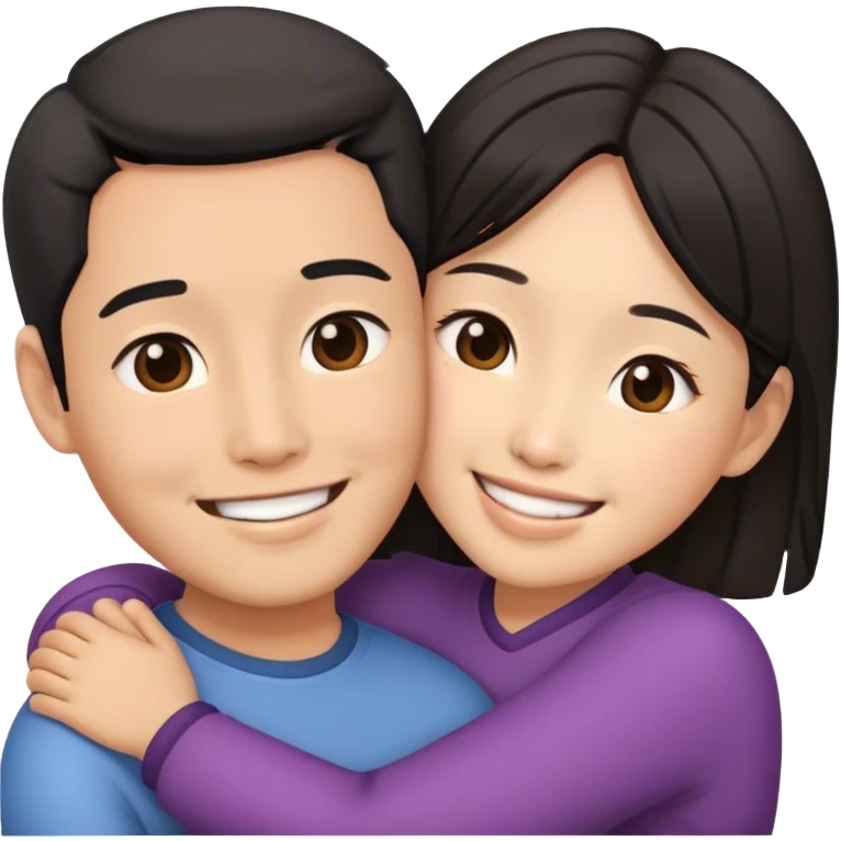 Asian couple cuddling emoji