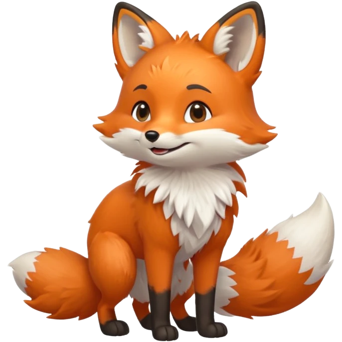 A cute fox emoji, full body, standing in side view. emoji