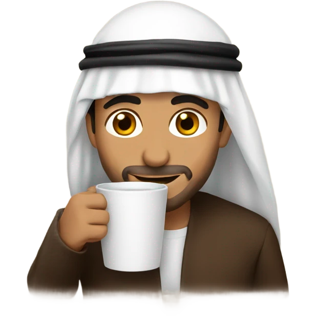 Arab guy drinking coffee  emoji