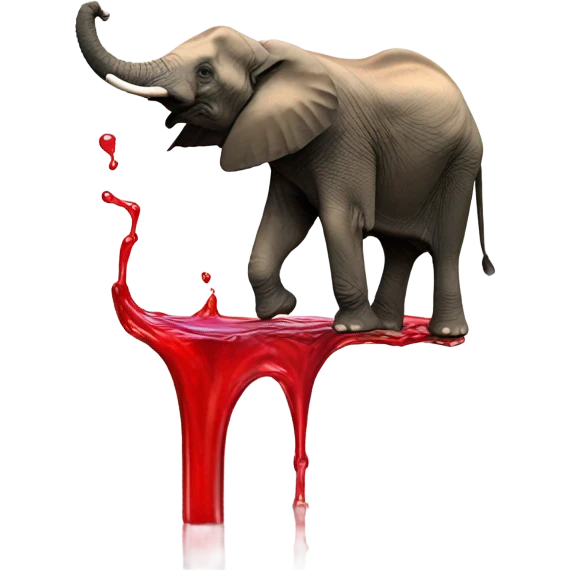 elephant shooting red liquid out of its trunk  emoji
