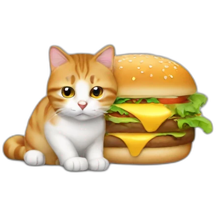 Un chat avec un hamburger emoji