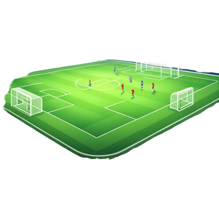 An icon featuring a large stadium with a football match in progress, players in action on the field, and a cheering crowd in the stands. Bright floodlights illuminate the pitch, creating an intense atmosphere of competition. The transparent background highlights the thrill of live sports events. emoji