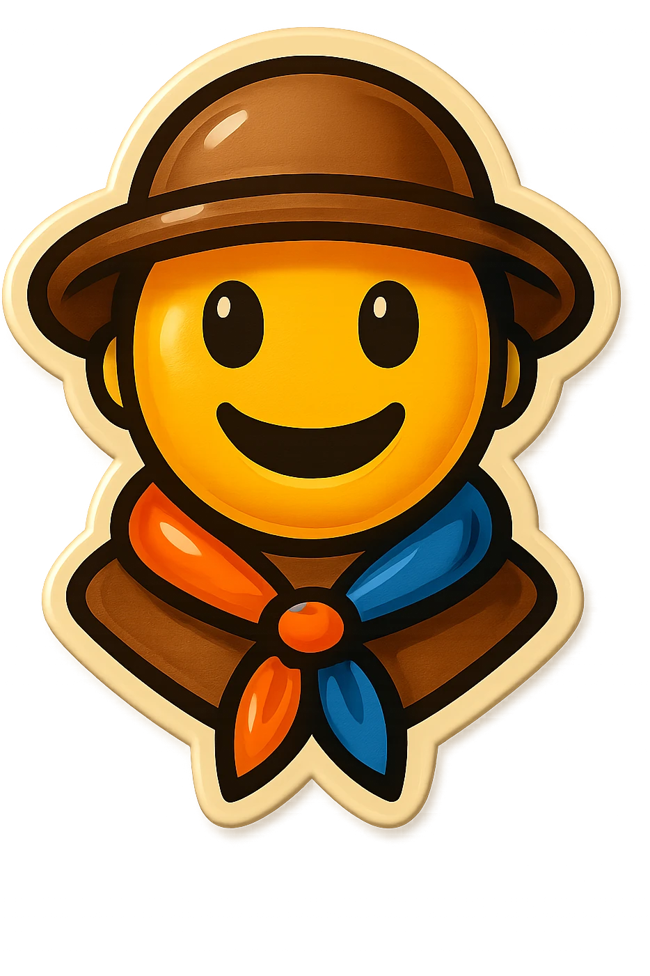 Emoji signe scout et foulard scout orange et bleu emoji