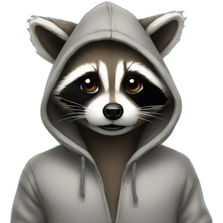 raccoon with a hoodie smoking emoji