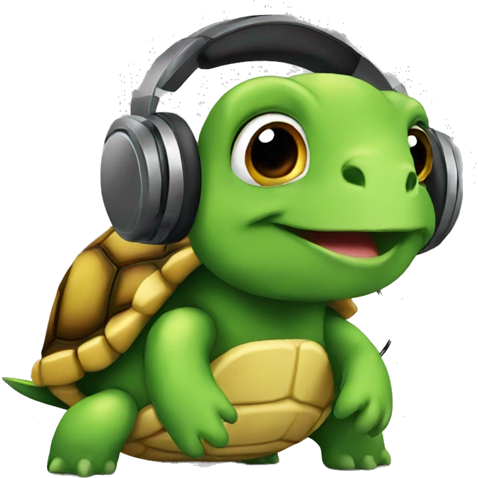 turtle listening to music  emoji