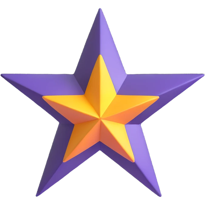 vibrant 4-pointed star, three-dimensional, cartoon style, white background, perspective view, highly saturated colors, detailed, floating in space, lively and dynamic emoji