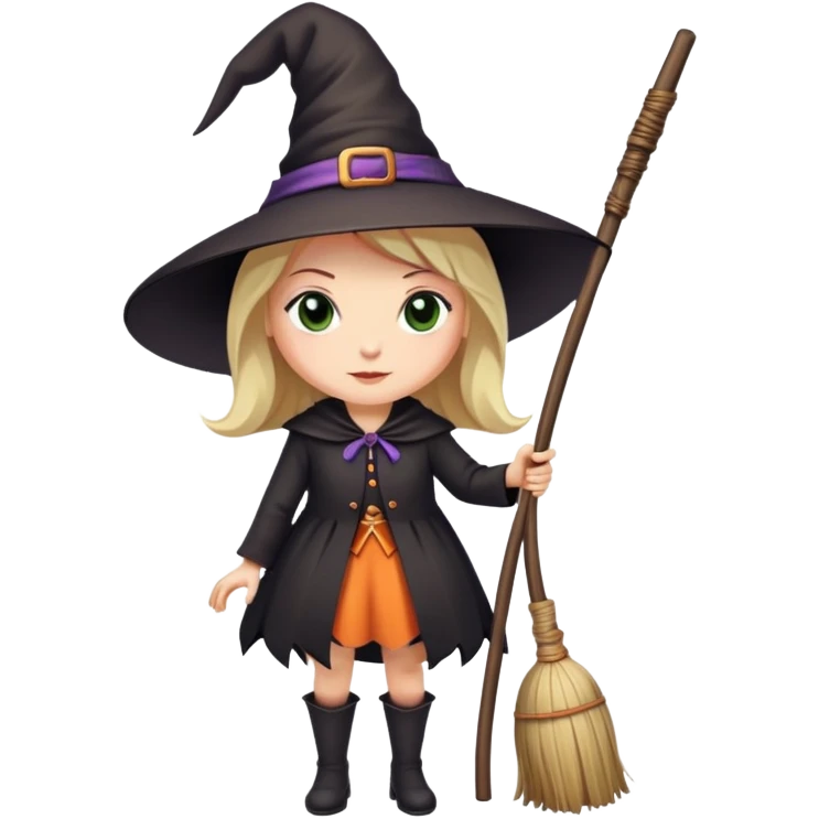 witch with pointed hat and broom emoji