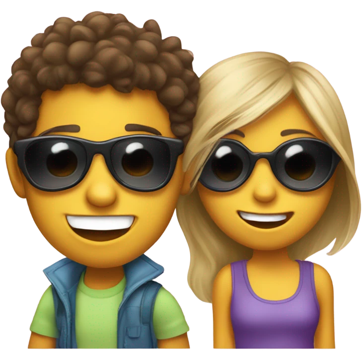 funny girl wnd boy with sunglasses emoji