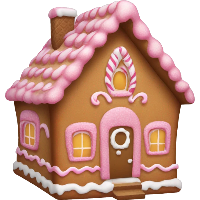 A pink gingerbread house emoji