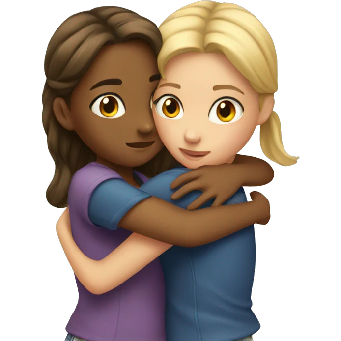 two girls hugging  emoji