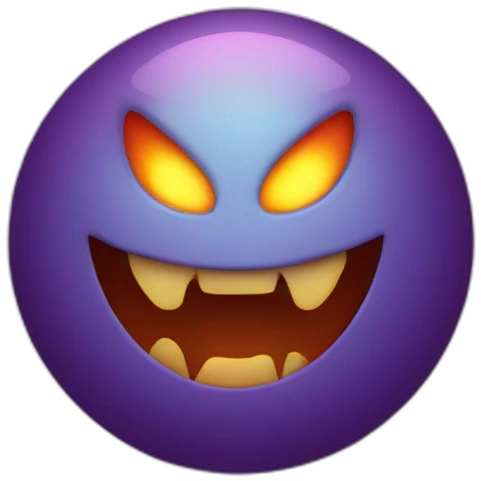 a demon with a circular glowing background emoji
