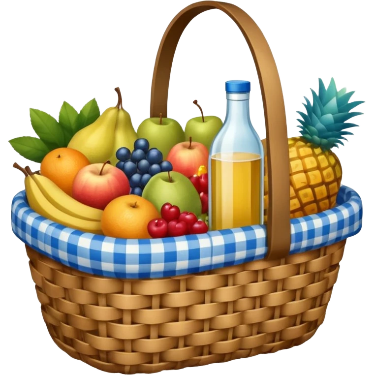 blue plaid lining basket with both food, drink and fruits emoji
