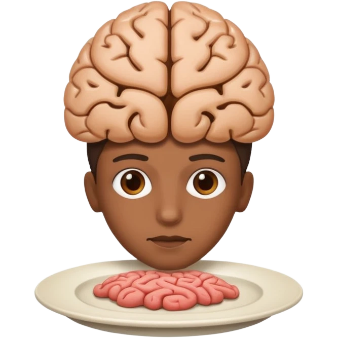 Brain on a plate next to head  emoji