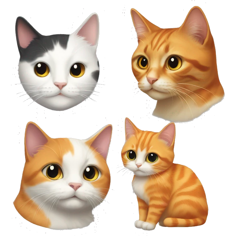 a calico cat and an orange cat emoji