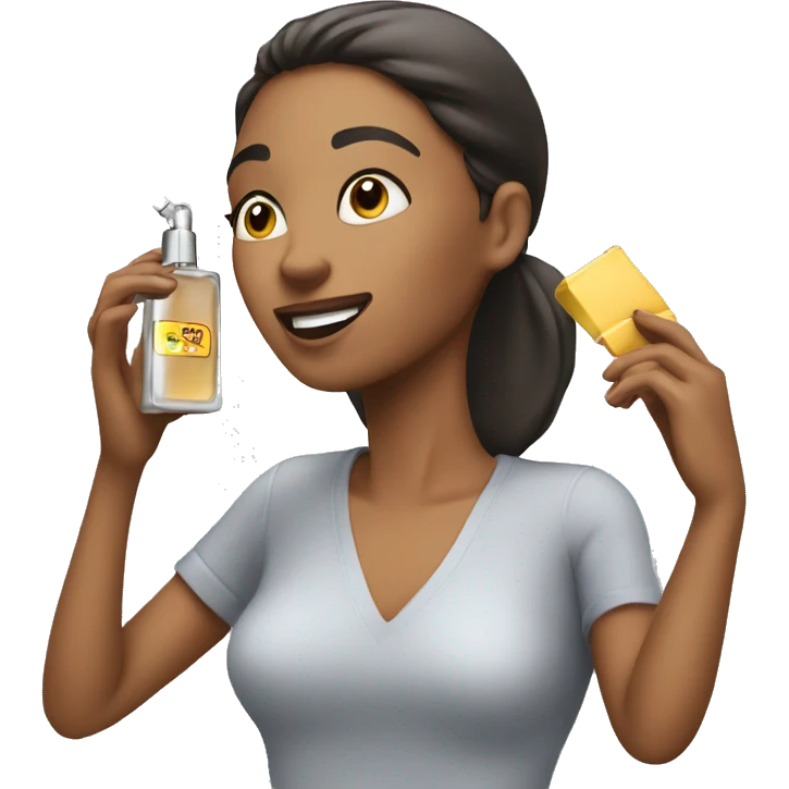 Female holding and spraying perfume emoji
