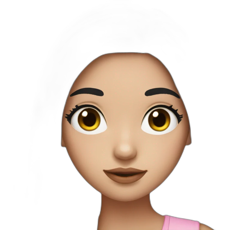 A girl with long black hair and eyelashes and pink cheeks  emoji