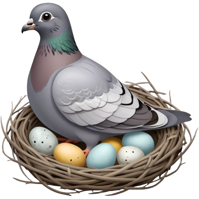 Pigeon sitting on nest emoji