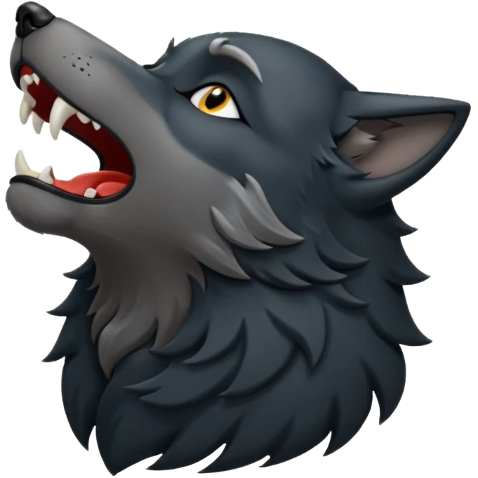 Black wolf howling eyes closed emoji