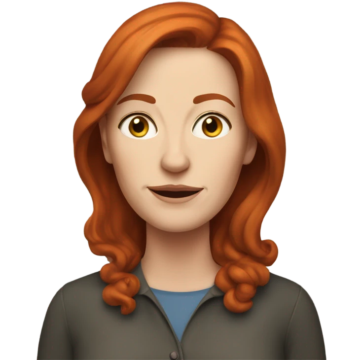 white woman, middle-aged, red hair, julie michel emoji