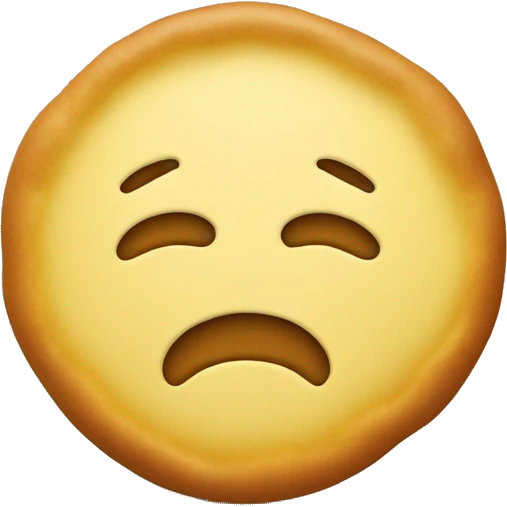 yellow round emoji head with closed eyes, tongue out and with thick dough on face emoji