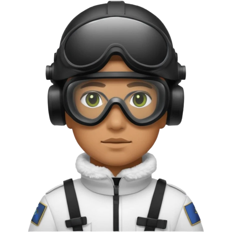 A brutal Finnish modern soldier in a white snow uniform. with black night vision goggles emoji